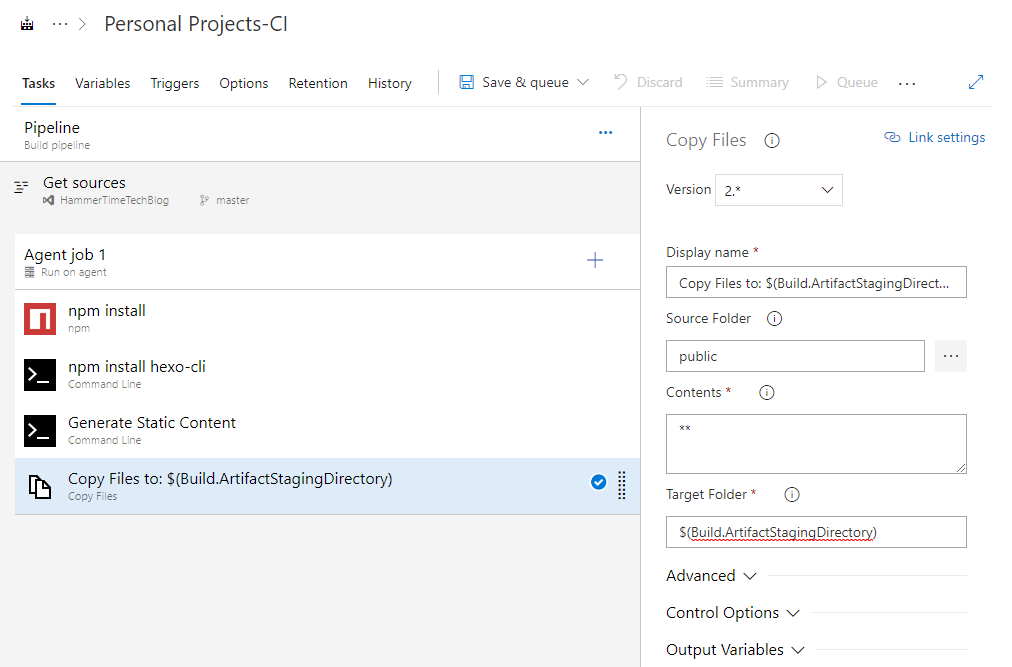 Copy content to Staging Directory